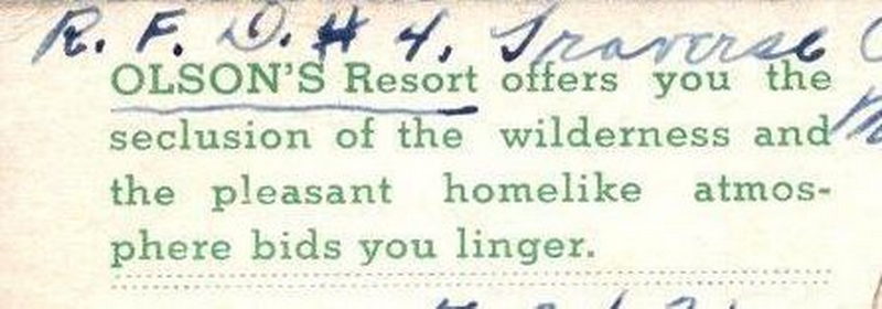 Olsons Resort - Vintage Postcard